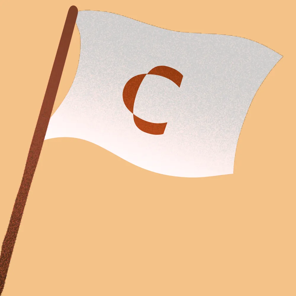 Bandeira branca com a letra C